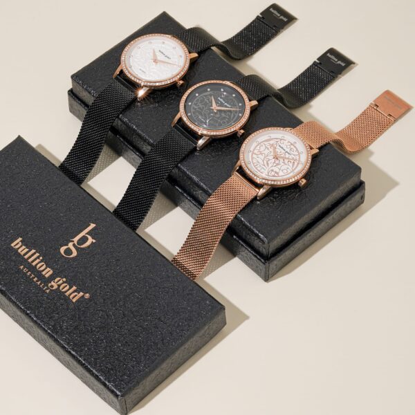 Bullion Gold Elite Watch Embellished with Rhinestone - Rose Gold - Image 7