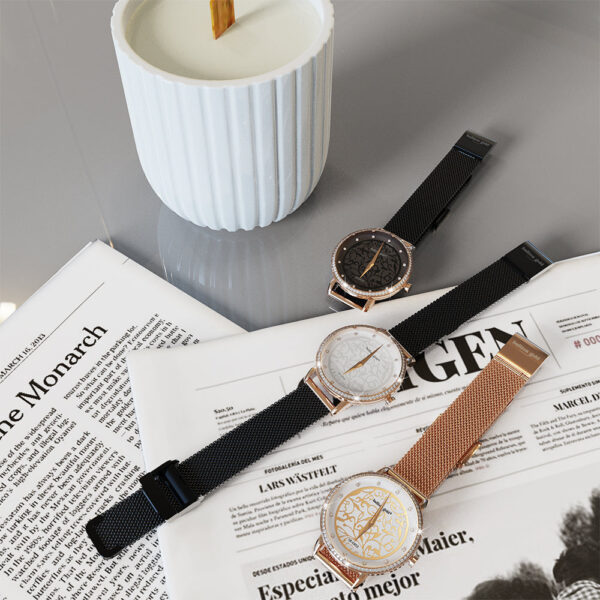 Bullion Gold Elite Watch Embellished with Rhinestone - Rose Gold - Image 9