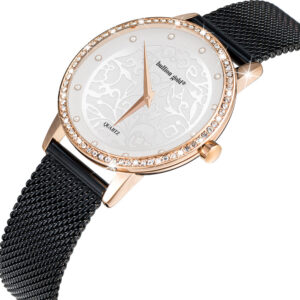 Bullion Gold Elite Watch Embellished with Rhinestone - Rose Gold and White