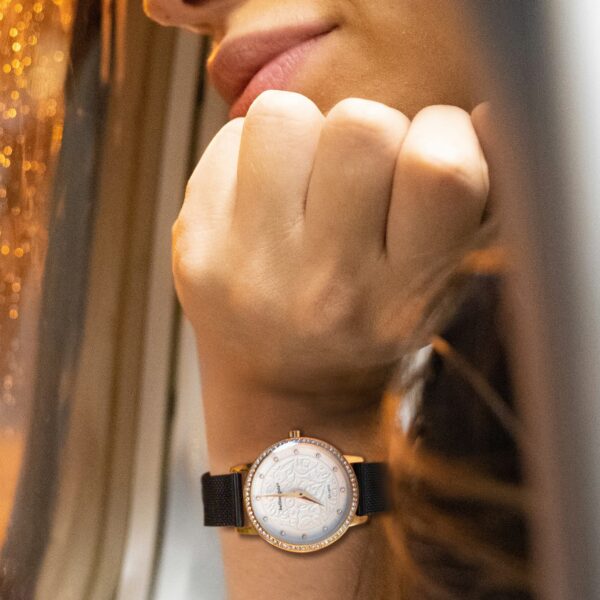 Bullion Gold Elite Watch Embellished with Rhinestone - Rose Gold and White - Image 7
