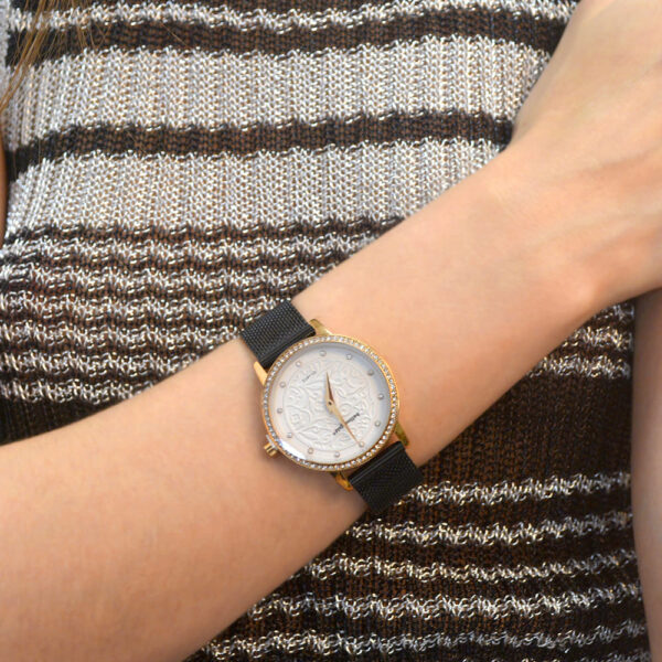 Bullion Gold Elite Watch Embellished with Rhinestone - Rose Gold and White - Image 6