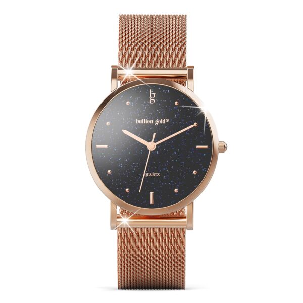 Bullion Gold Seamless Dial Watch - Rose Gold and Black - Image 2
