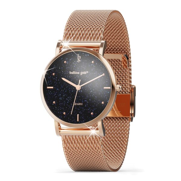 Bullion Gold Seamless Dial Watch - Rose Gold and Black - Image 3