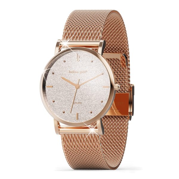 Bullion Gold Seamless Dial Watch - Rose Gold and White - Image 3