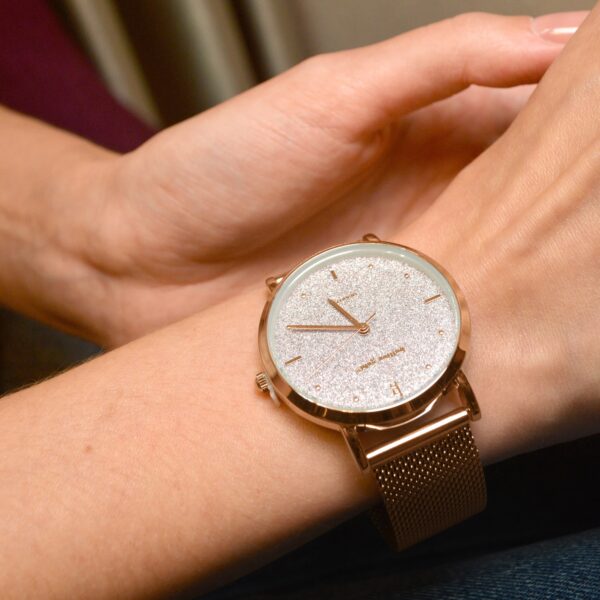 Bullion Gold Seamless Dial Watch - Rose Gold and White - Image 5