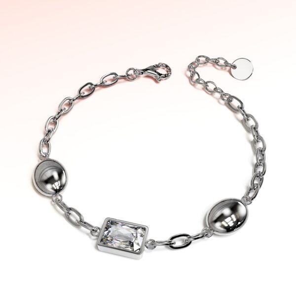Oval Square Zirconia Bling Bracelet in White Gold - Image 3