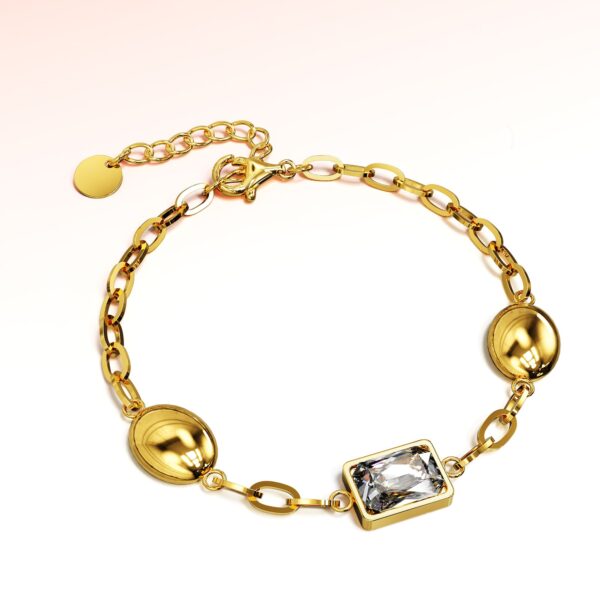 Oval Square Zirconia Bling Bracelet in Gold - Image 3