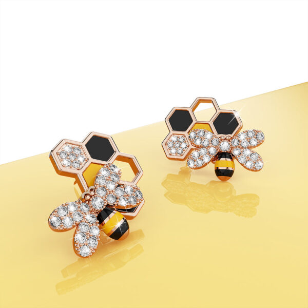 Honeycomb Bee Stud Earrings - Image 3