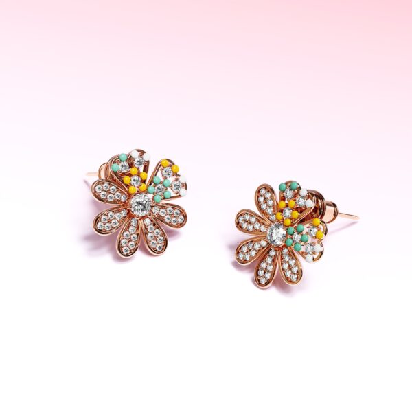 Cream Flora Stud Earrings - Image 2