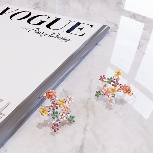 Star Flower Stud Earrings - Image 3