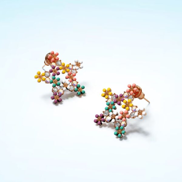 Star Flower Stud Earrings - Image 2
