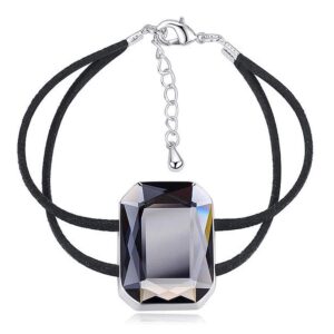 Emerald-Cut Crystal Double Strap Bracelet Embellished with SWAROVSKI® Crystals (Black)