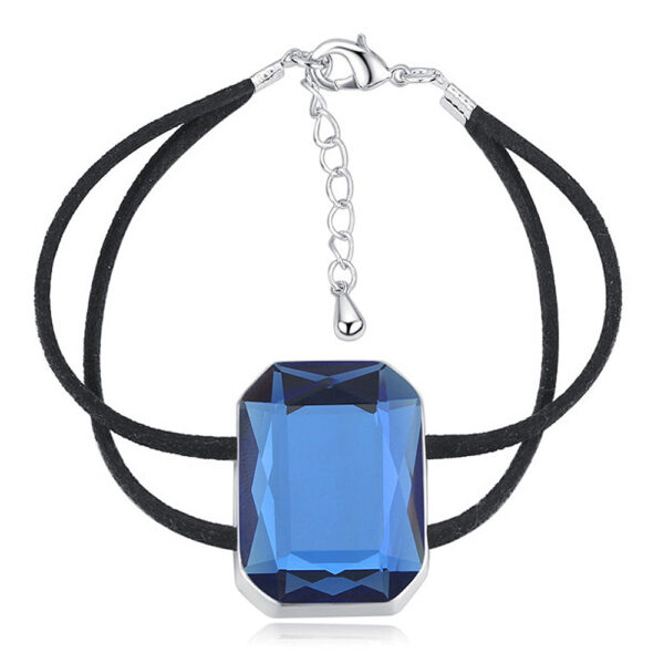 Emerald-Cut Crystal Double Strap Bracelet Embellished with SWAROVSKI® Crystals (Blue)