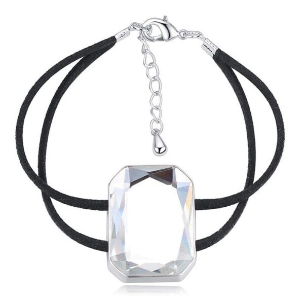 Emerald-Cut Crystal Double Strap Bracelet Embellished with SWAROVSKI® Crystals