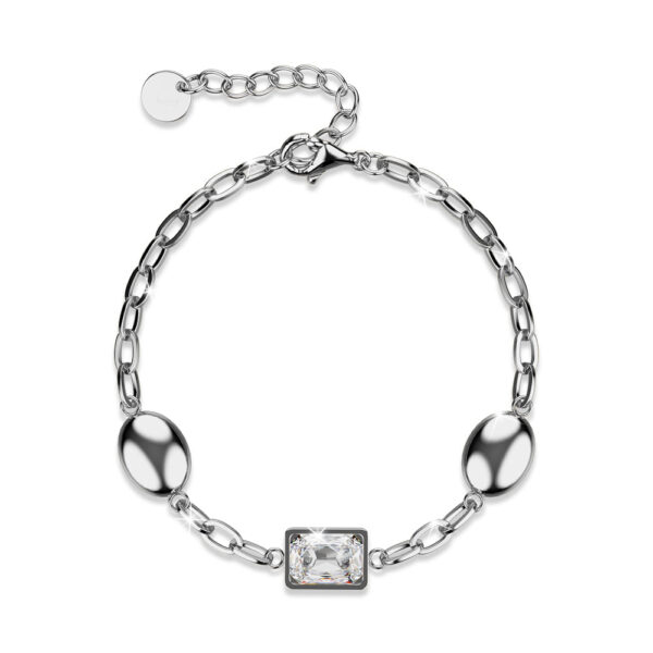 Oval Square Zirconia Bling Bracelet in White Gold - Image 2