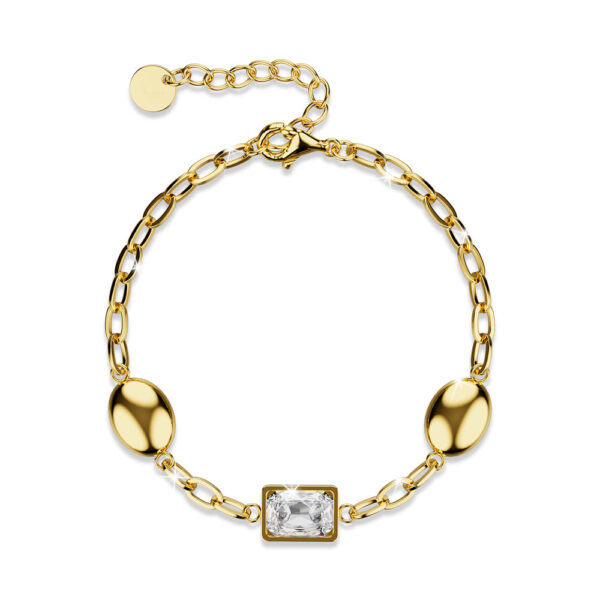 Oval Square Zirconia Bling Bracelet in Gold - Image 2