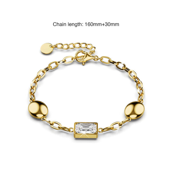 Oval Square Zirconia Bling Bracelet in Gold - Image 5