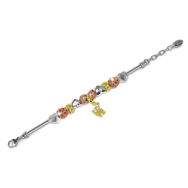 Tri Tone LOVE Beaded Bracelet Embellished with SWAROVSKI® Crystals - Image 3
