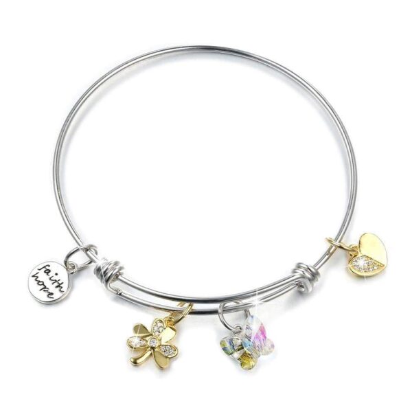 Inspiring Adjustable Charm Bangle Embellished With SWAROVSKI® Crystals
