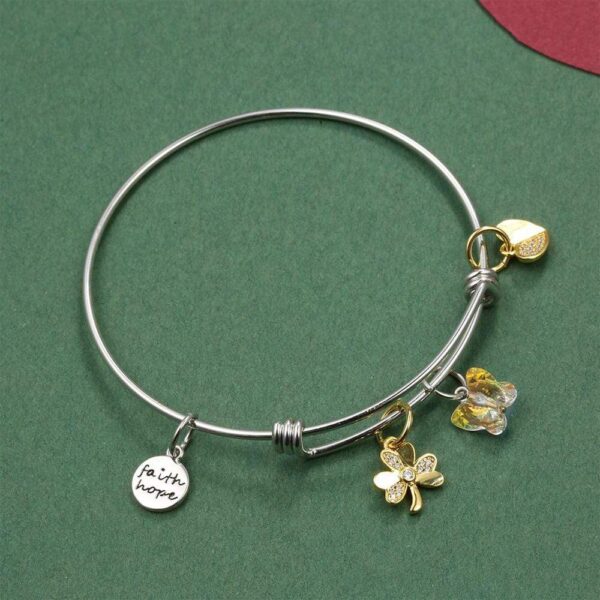Inspiring Adjustable Charm Bangle Embellished With SWAROVSKI® Crystals - Image 3