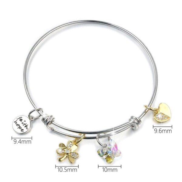 Inspiring Adjustable Charm Bangle Embellished With SWAROVSKI® Crystals - Image 4