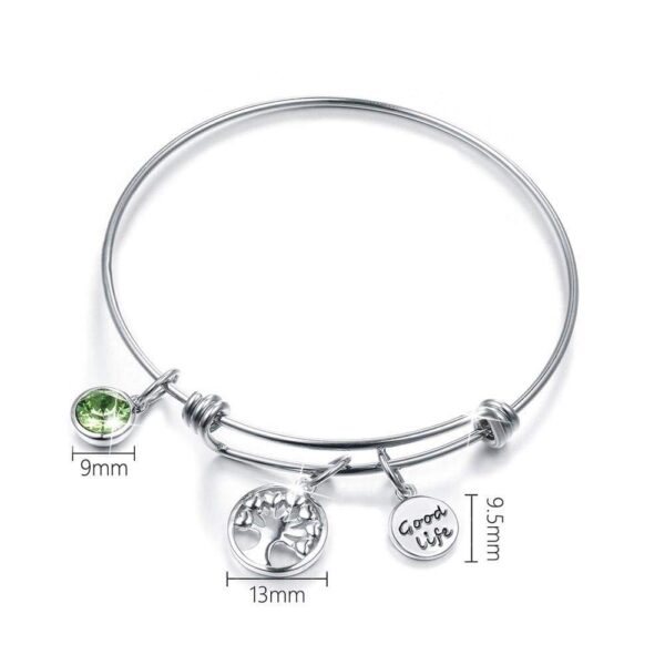 Inspiring Tree of Life Adjustable Bangle in White Gold Embellished With SWAROVSKI® Crystals - Image 4