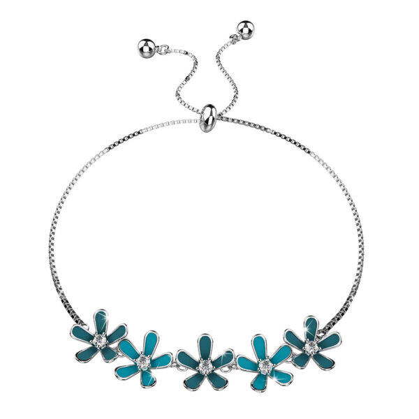 Petalia Turquoise Blue Bracelet Featured SWAROVSKI® Crystals in White Gold