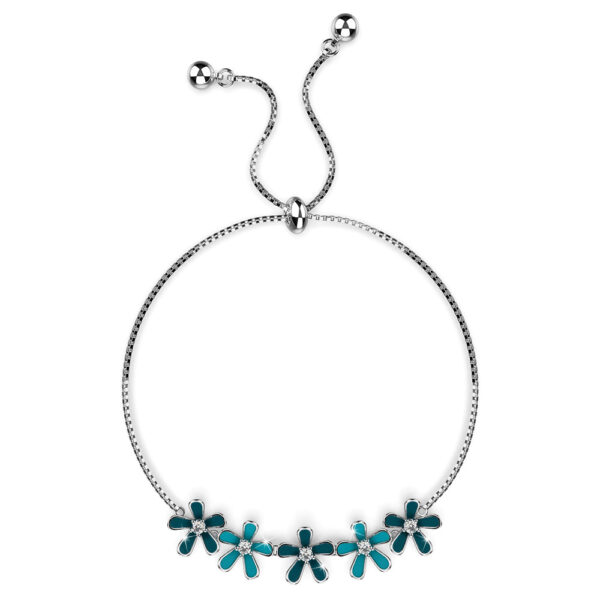 Petalia Turquoise Blue Bracelet Featured SWAROVSKI® Crystals in White Gold - Image 2