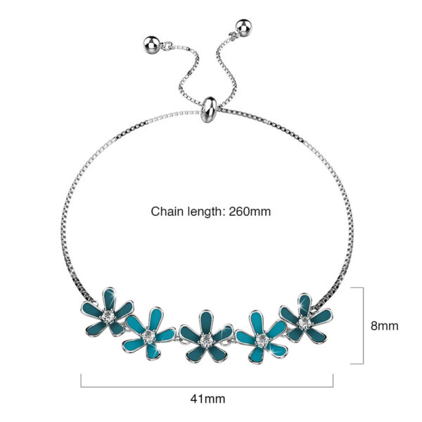Petalia Turquoise Blue Bracelet Featured SWAROVSKI® Crystals in White Gold - Image 7