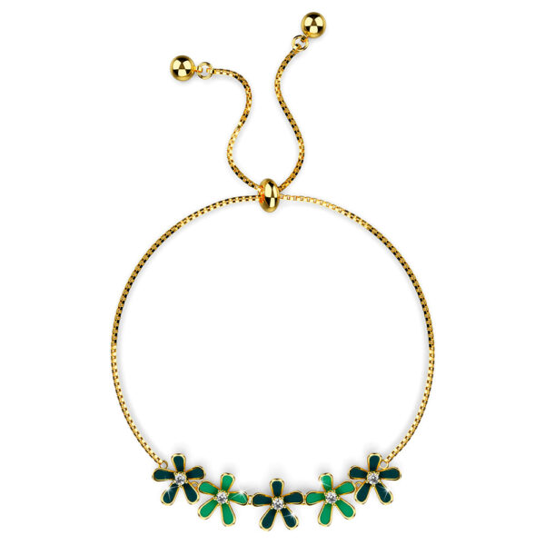 Petalia Olive Green Bracelet Featured SWAROVSKI® Crystals in Gold - Image 2