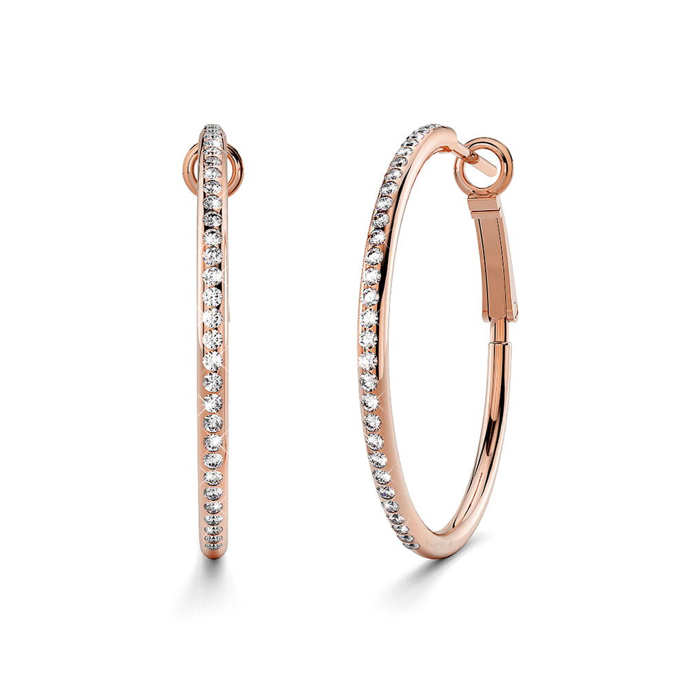 Endless Hoop Earrings Embellished with SWAROVSKI® Crystals in Rose Gold