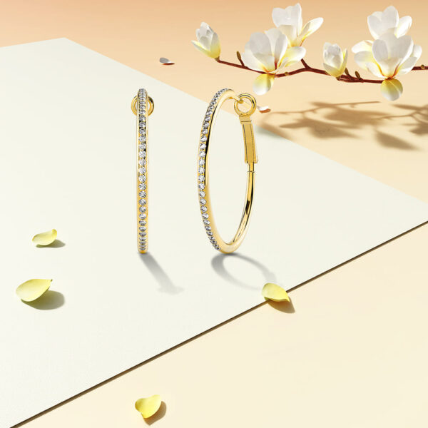 Endless Hoop Earrings Embellished with SWAROVSKI® Crystals in Gold - Image 2