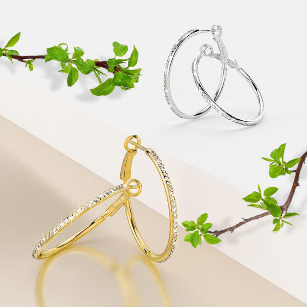 Endless Hoop Earrings Embellished with SWAROVSKI® Crystals in Gold - Image 3