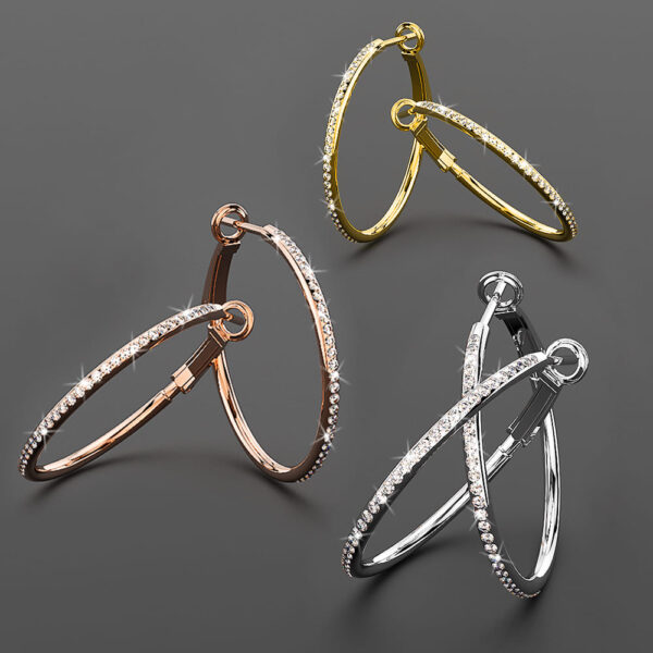 Endless Hoop Earrings Embellished with SWAROVSKI® Crystals in Gold - Image 4