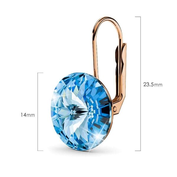 Diana Rose Gold Crystal Blue Drop Earrings - Image 6