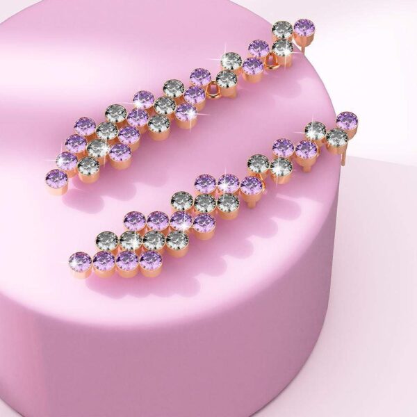 Dual Tone Scattered Austrian Crystals Earrings - Image 2