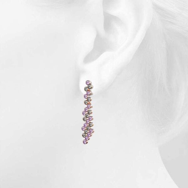 Dual Tone Scattered Austrian Crystals Earrings - Image 3