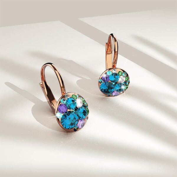 Clustered Austrian Crystals Leverback Earrings - Image 2