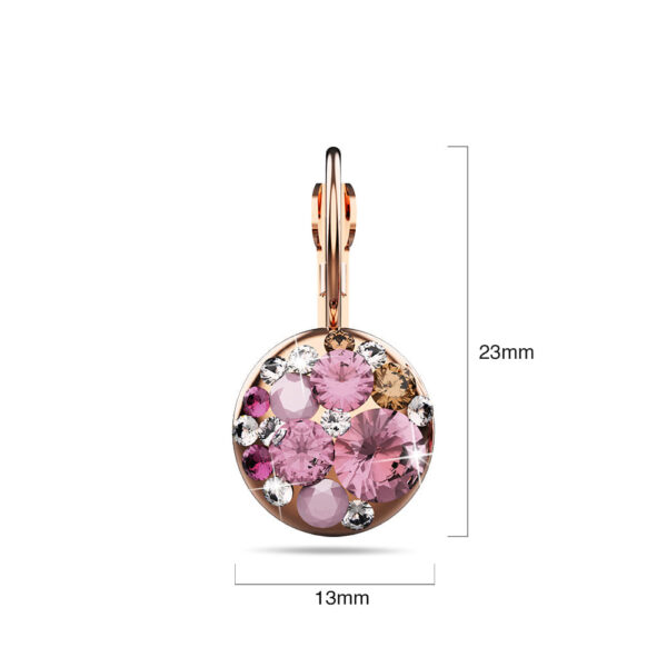 Clustered Austrian Crystals Leverback Earrings in Pinkish Red - Image 6