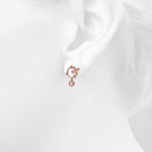 Cecily Pink Floral Drop Earrings Embellished with Crystals from SWAROVSKI® - Image 3