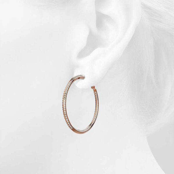 Charlene Multi-rows Preciosa Crystals Hoop Earrings in Champagne Gold - Image 4