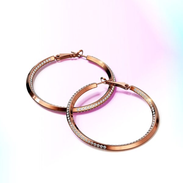 Charlene Multi-rows Preciosa Crystals Hoop Earrings in Champagne Gold - Image 2