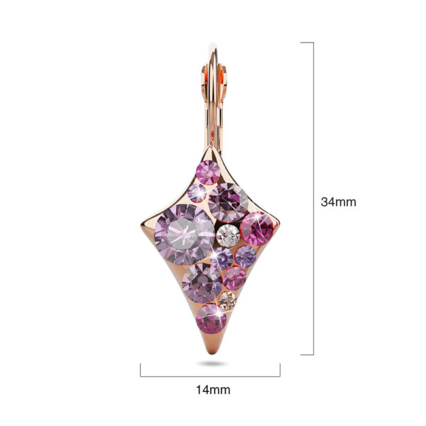 Shades Of Pink Clustered Crystals Leverback Earrings In Rose Gold - Image 5