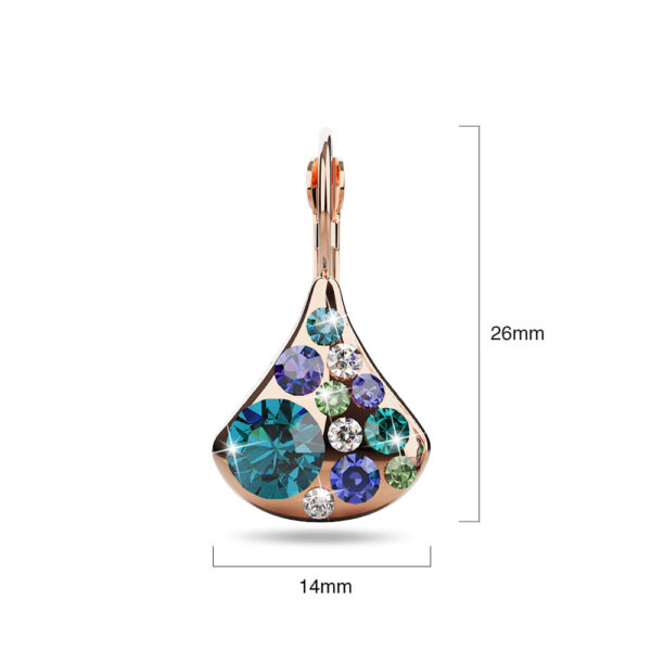 Ultramarine Clustered Austrian Crystal Leverback Earrings In Rose Gold - Image 5