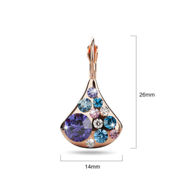 Cerulean Clustered Austrian Crystal Leverback Earrings In Rose Gold - Image 5