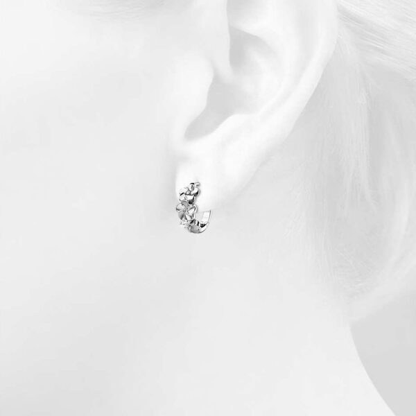 Floral Trio Huggie Earrings Embellished in SWAROVSKI® Crystals in White Gold - Image 3