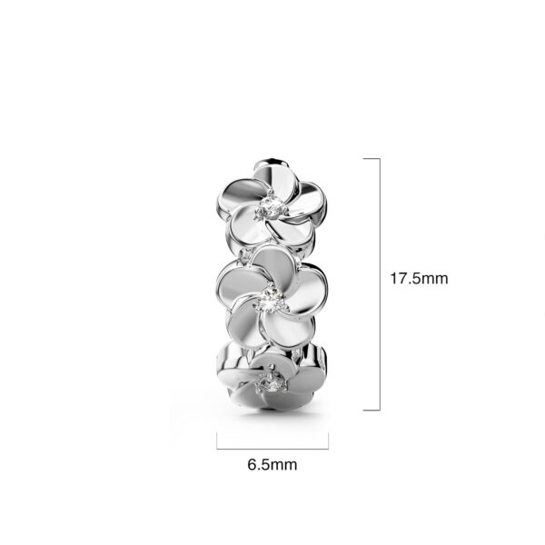 Floral Trio Huggie Earrings Embellished in SWAROVSKI® Crystals in White Gold - Image 4