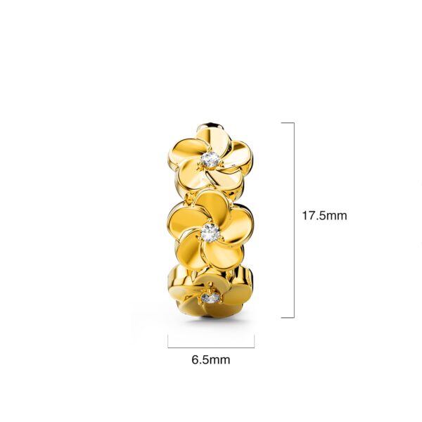 Floral Trio Huggie Earrings Embellished in SWAROVSKI® Crystals in Yellow Gold - Image 4