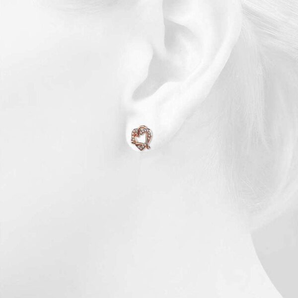 Intertwined Love & Hearts Rose Gold Plated Stud Earrings Embellished with SWAROVSKI® crystals - Image 3
