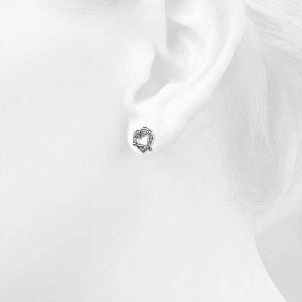 Intertwined Love & Hearts White Gold Plated Stud Earrings Embellished with SWAROVSKI® crystals - Image 3